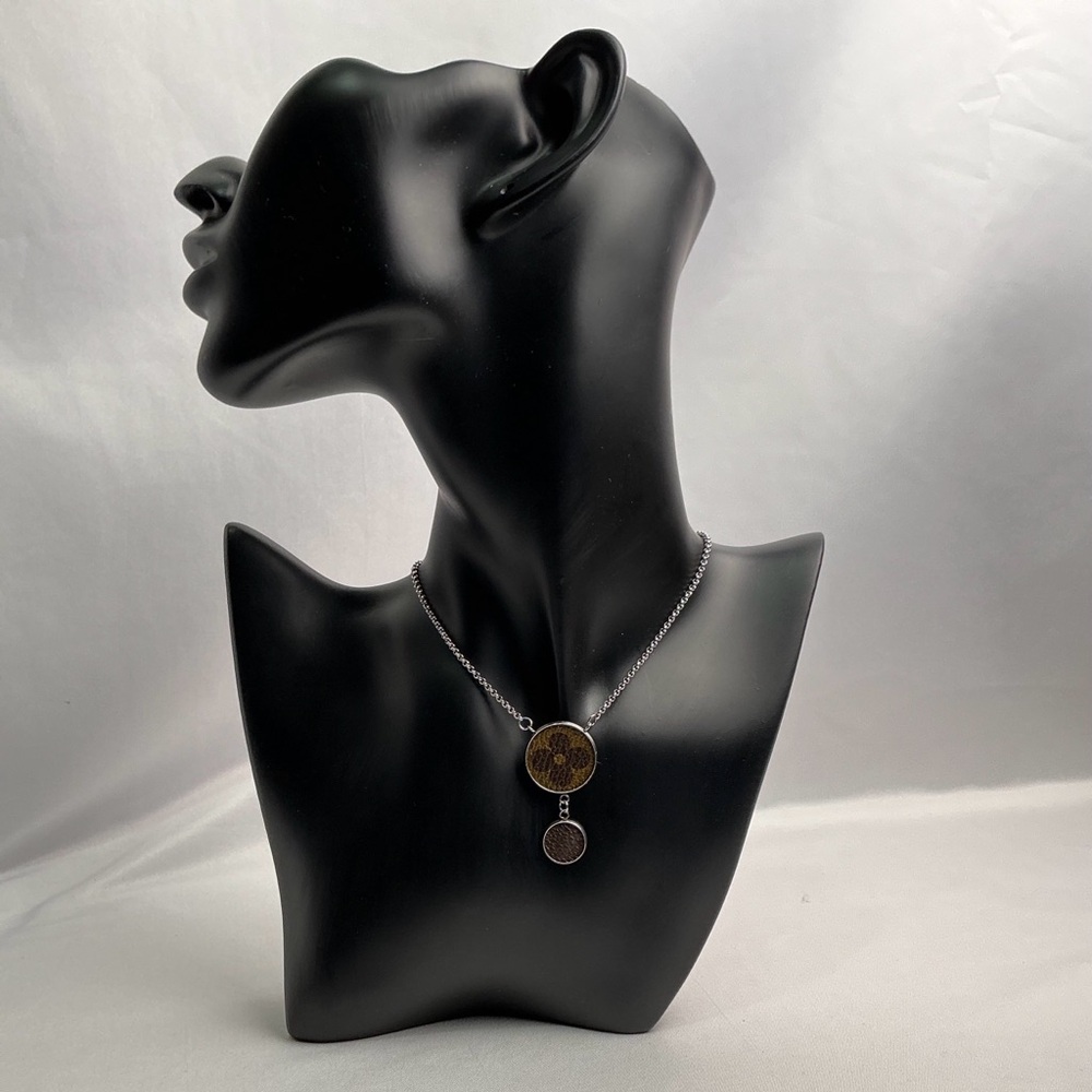 Louis Vuitton Monogram Canvas Silver Bolo Necklace